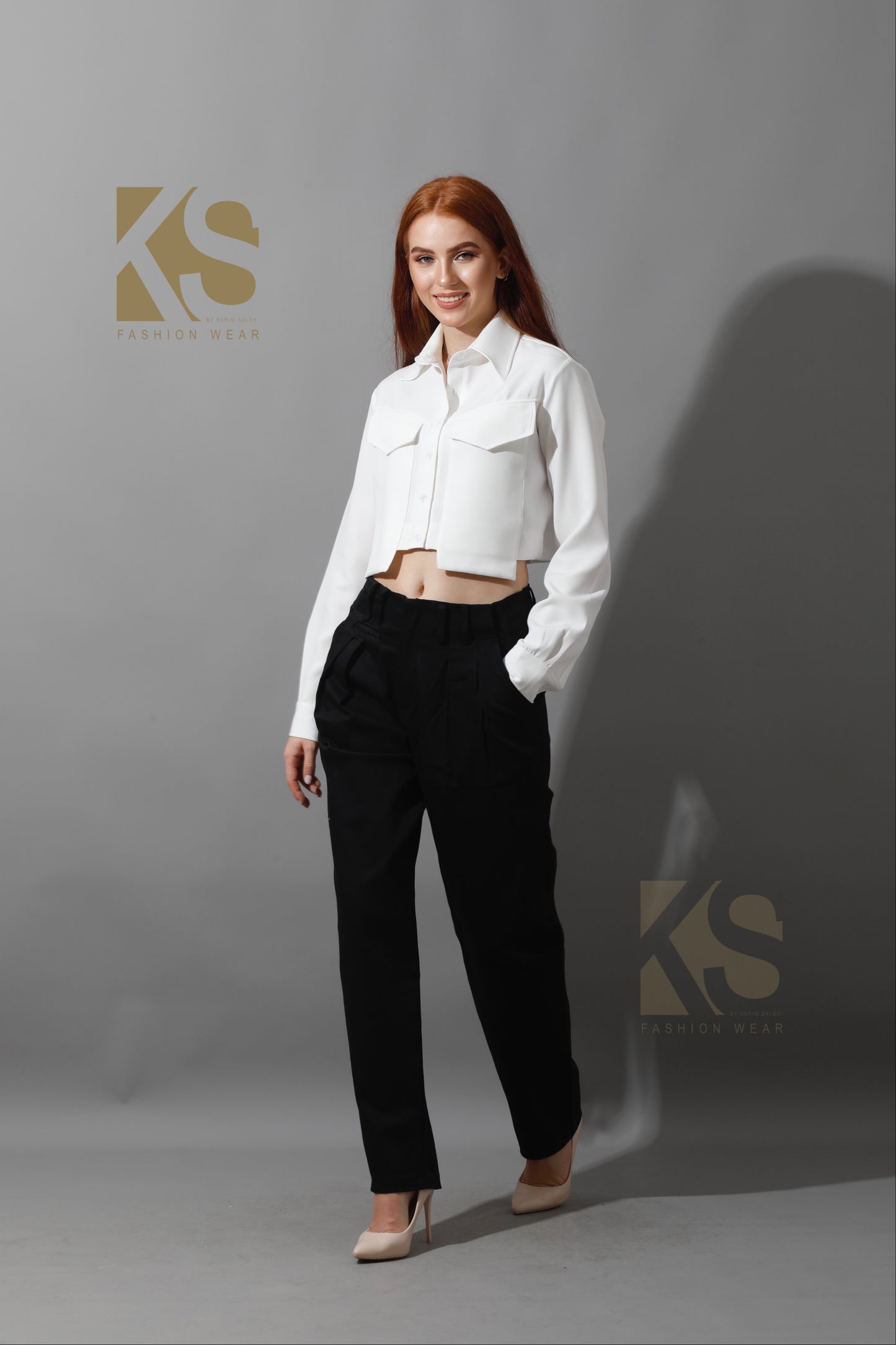 High Rise Paper-Bag Pants - Black