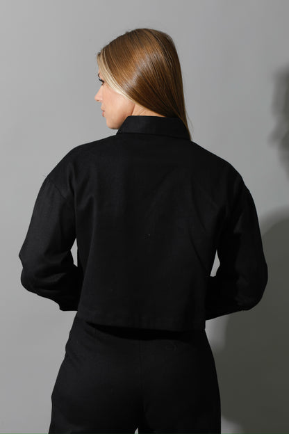 Co-ord Cropped Shirt - Black