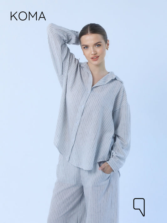 Matilda Long Sleeves Shirt - Striped Black