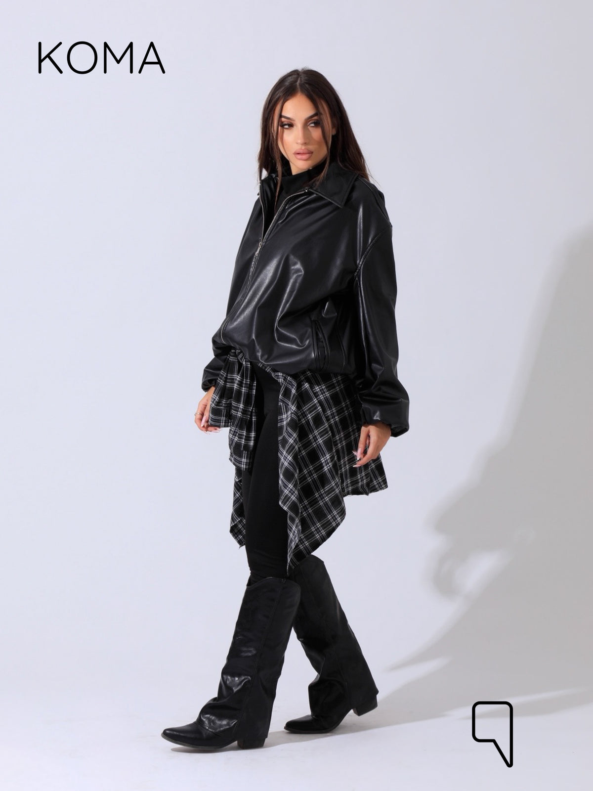 Mollie Leather Relaxed Jacket - Black