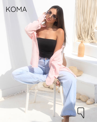 Greta Crincle Shirt - Pink