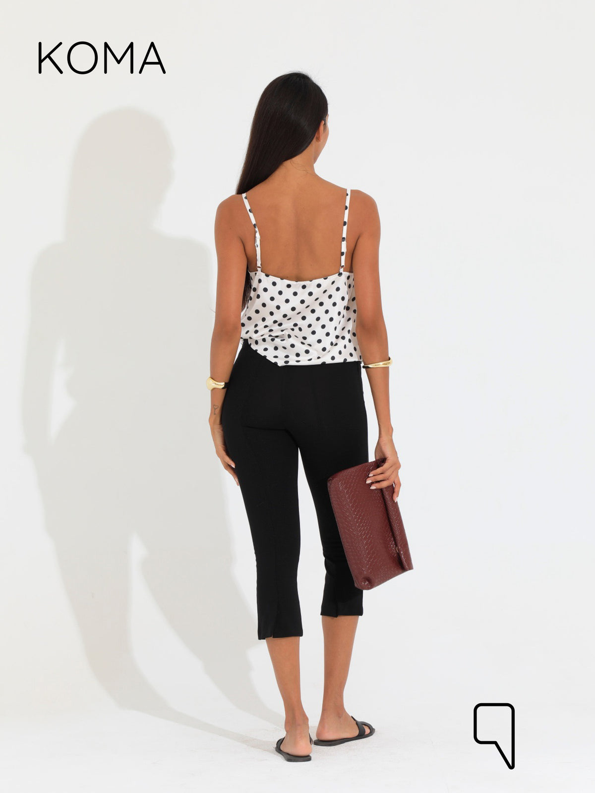 Novie Drapes Top - White Polkadots
