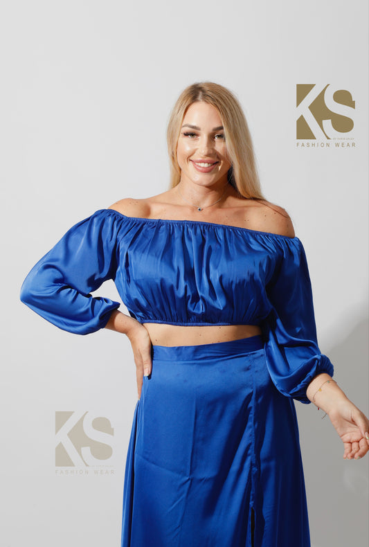 Off Shoulder Blouse - Electric Blue