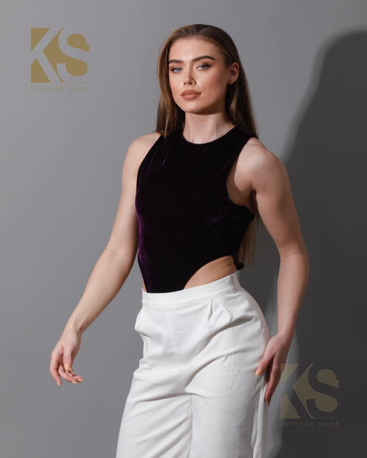 Velvet Body Suit - Purple