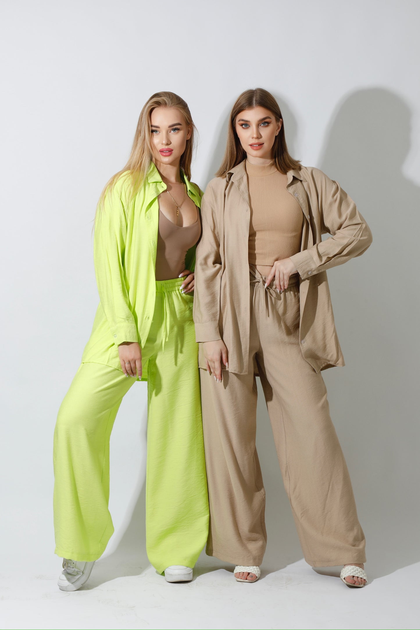 Co-Ord Long Sleeves Shirt - Lime Green