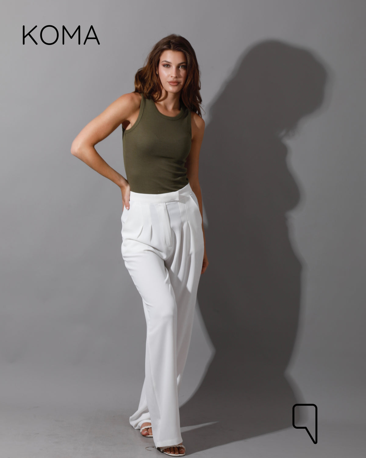 High Waist Straight Leg Trousers - White