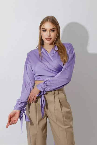 High Rise Paper-Bag Pants - Beige