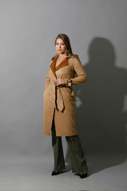 Wrap Trench Cardigan - Camel