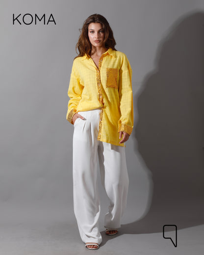 Glitter Long Sleeves Shirt - Yellow