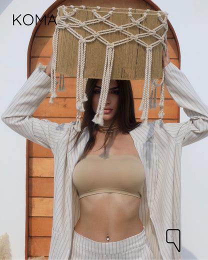 Candice Stripped Light Suit - Brown