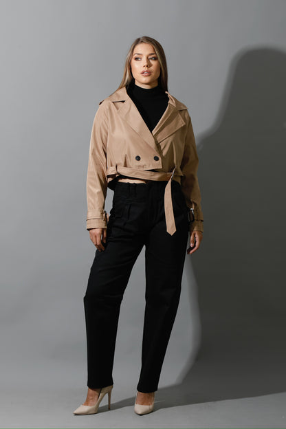 Double Breasted Trench Jacket - Beige