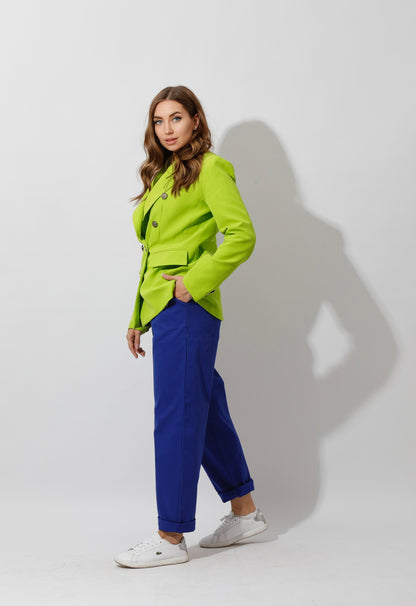 Double Breasted Blazer - Lime Green