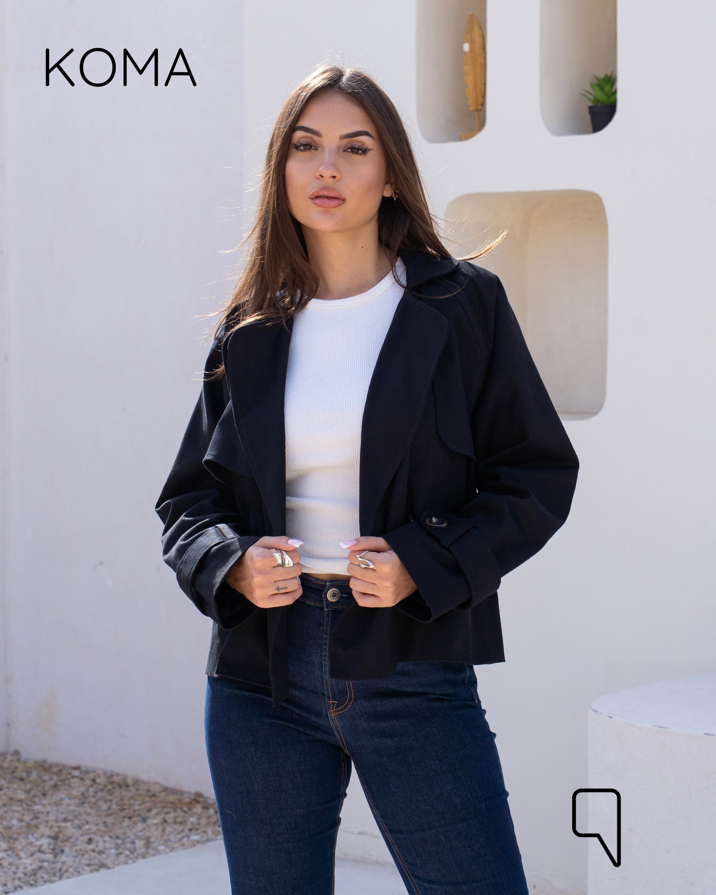 Rochelle Lose Trench Jacket - Black