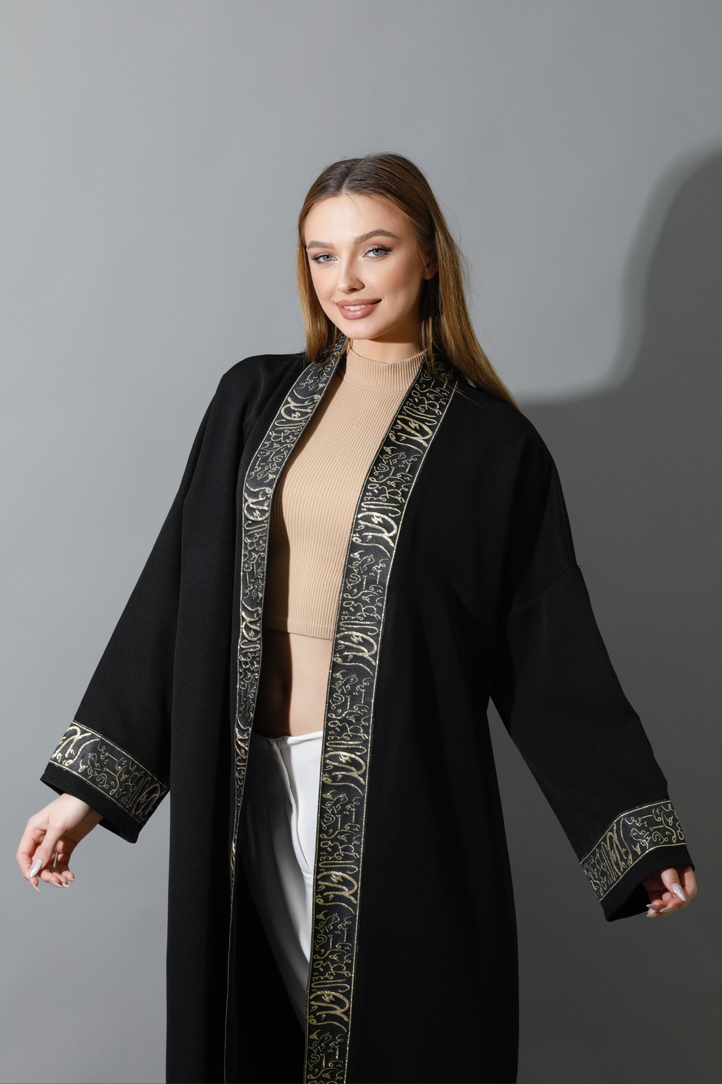 Arabic Long Kaftan - Black & Gold