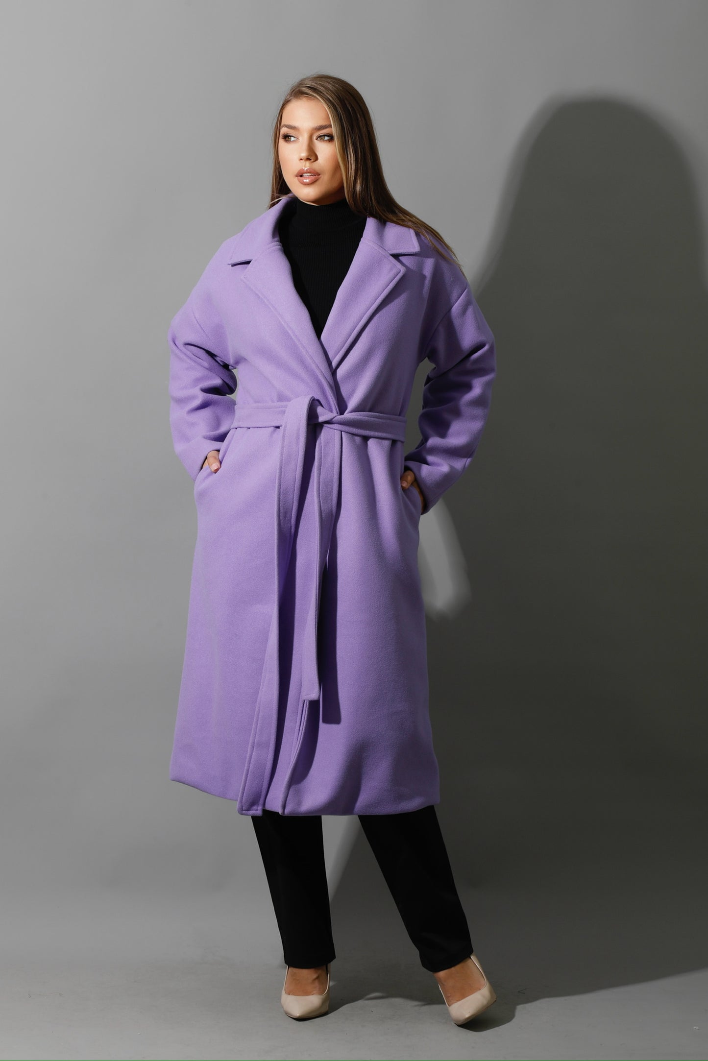 Oversized Wrapped Coat - Lavender