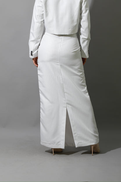 Striped Maxi Skirt Co-Ord - White