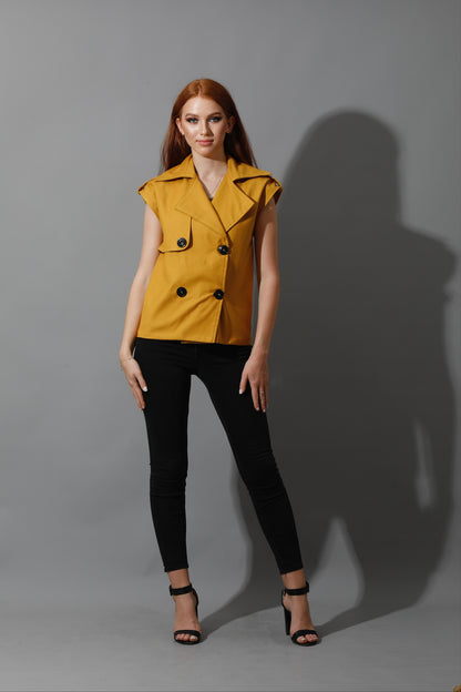 Double Breasted Vest - Mustard