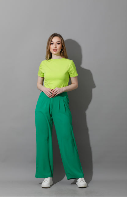Straight Fit Trousers - Green