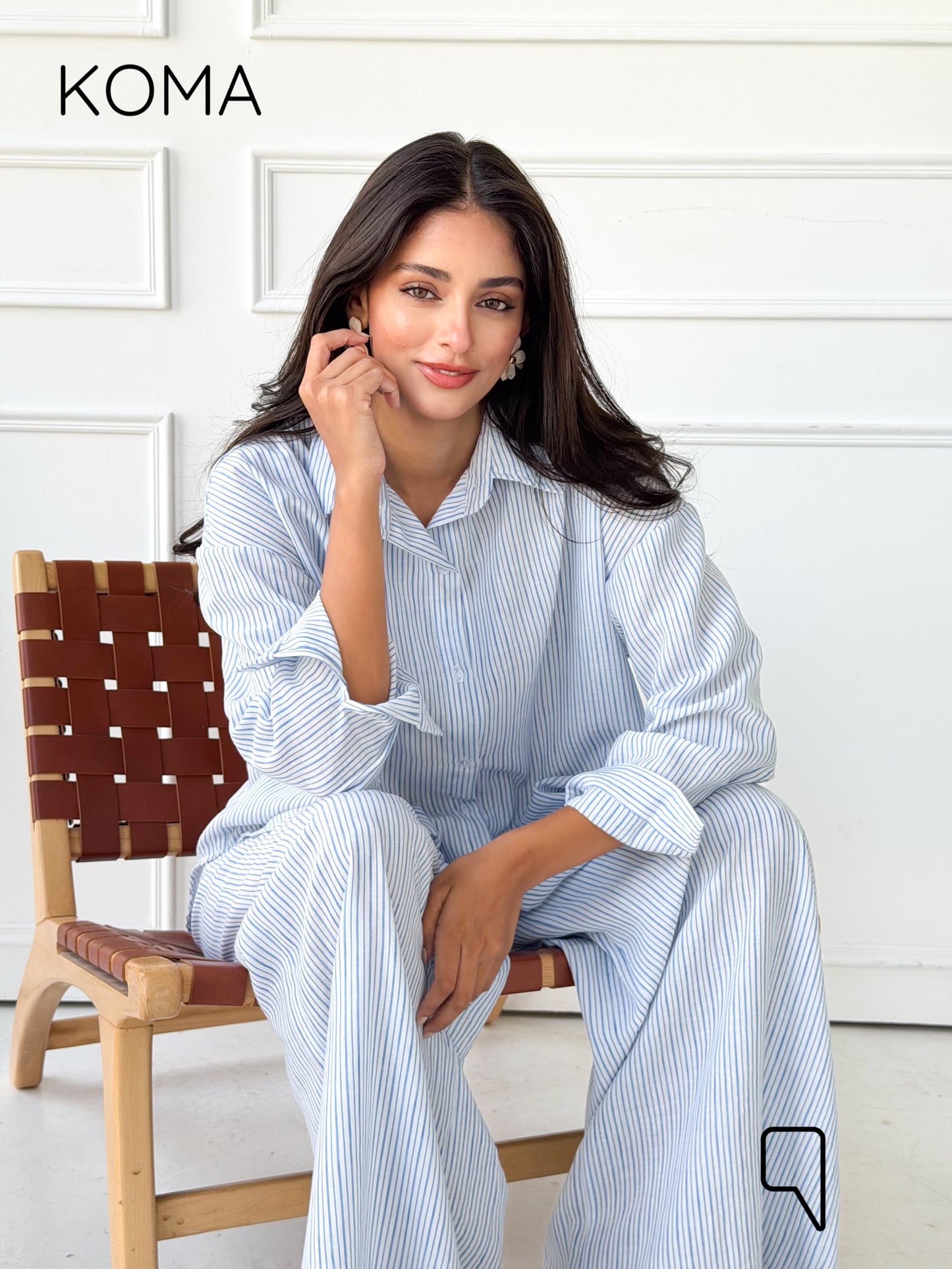 Matilda Long Sleeves Shirt - Striped Blue