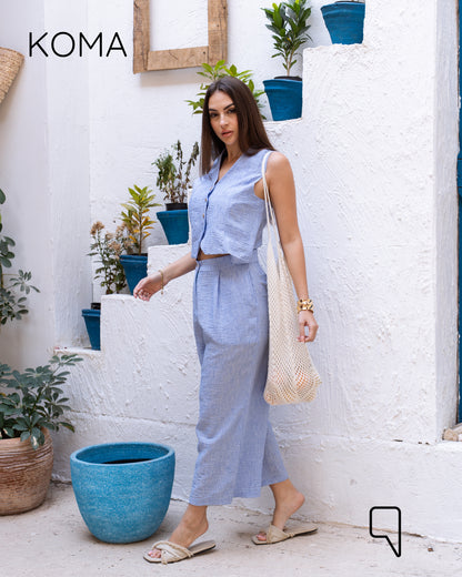 Judy Blend Waistcoat Jumpsuit - Baby Blue
