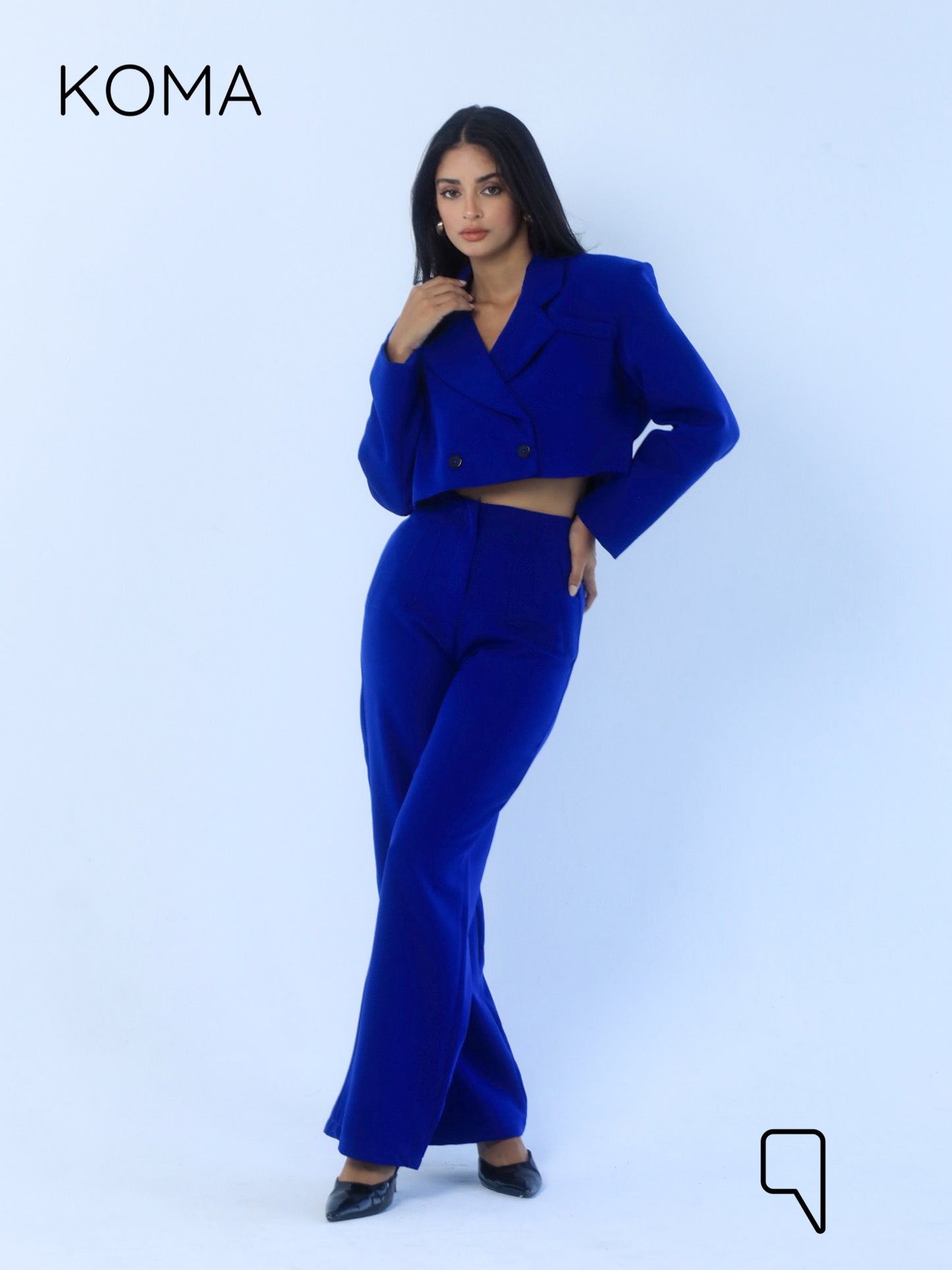 Uma Cropped Blazer - Electric Blue