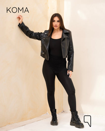 Leather Biker Jacket - Black