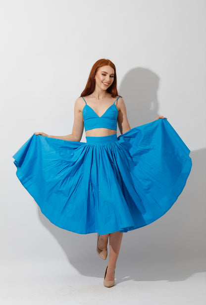 Co-Ord Flared Skirt - Blue