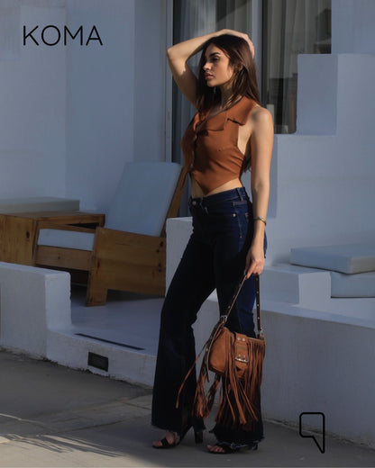 Beccy Backless Formal Vest - Light Brown