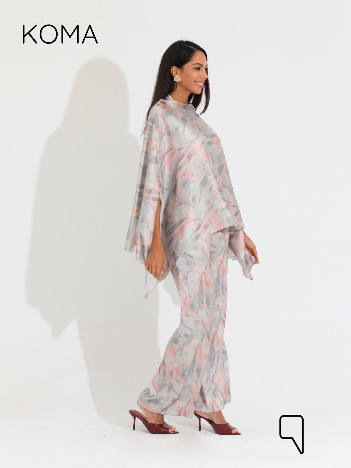 Celeste Satin Butterfly Blouse - Multicolored Beige