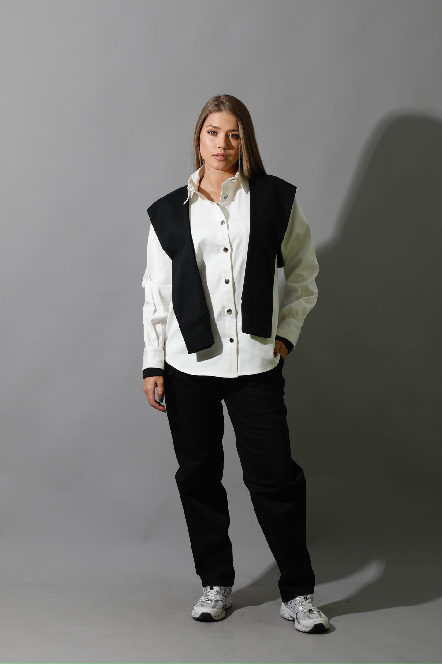 Double Sleeved Shirt - White & Black