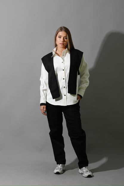 Double Sleeved Shirt - White & Black