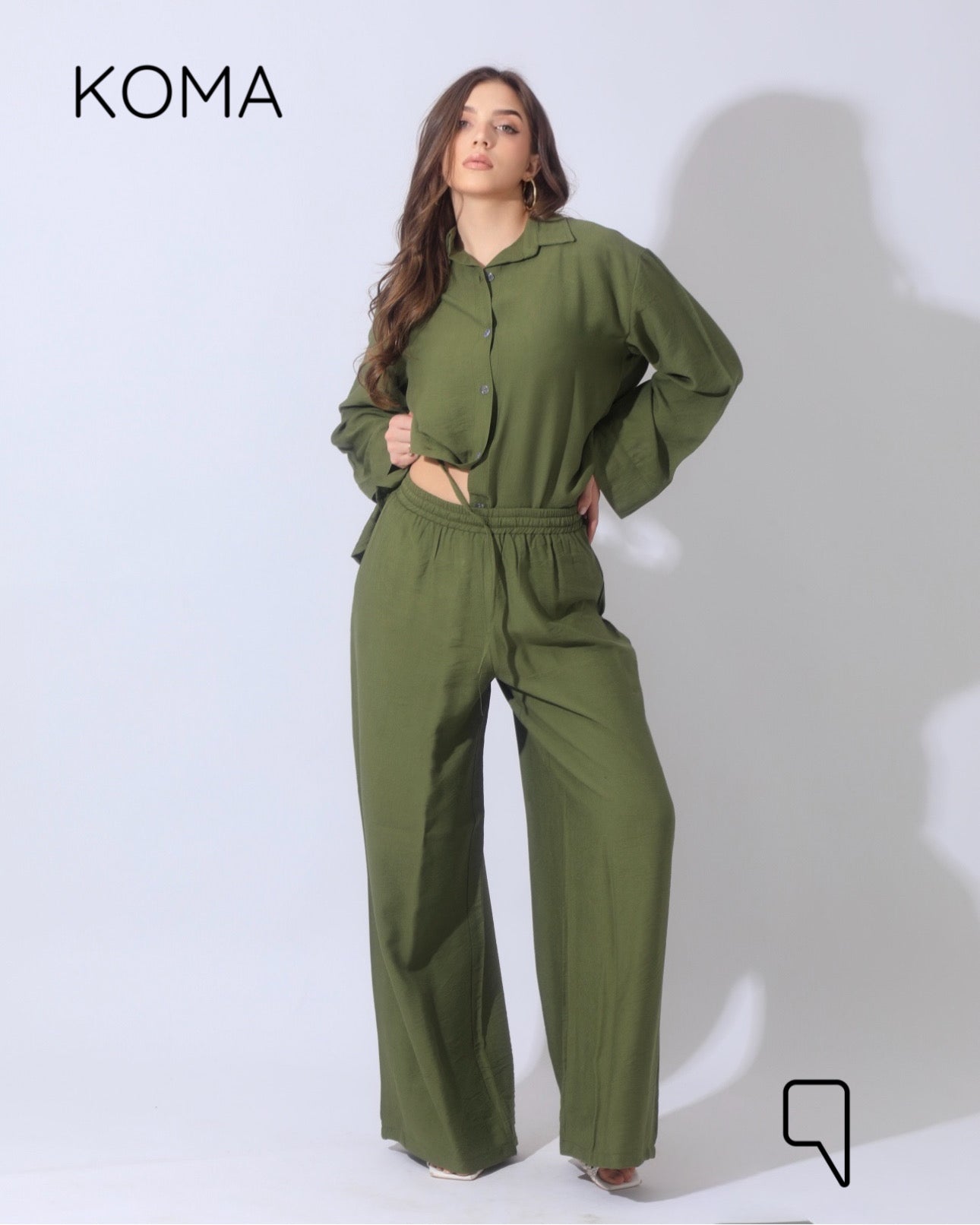 Co-Ord Long Sleeves Shirt - Olive