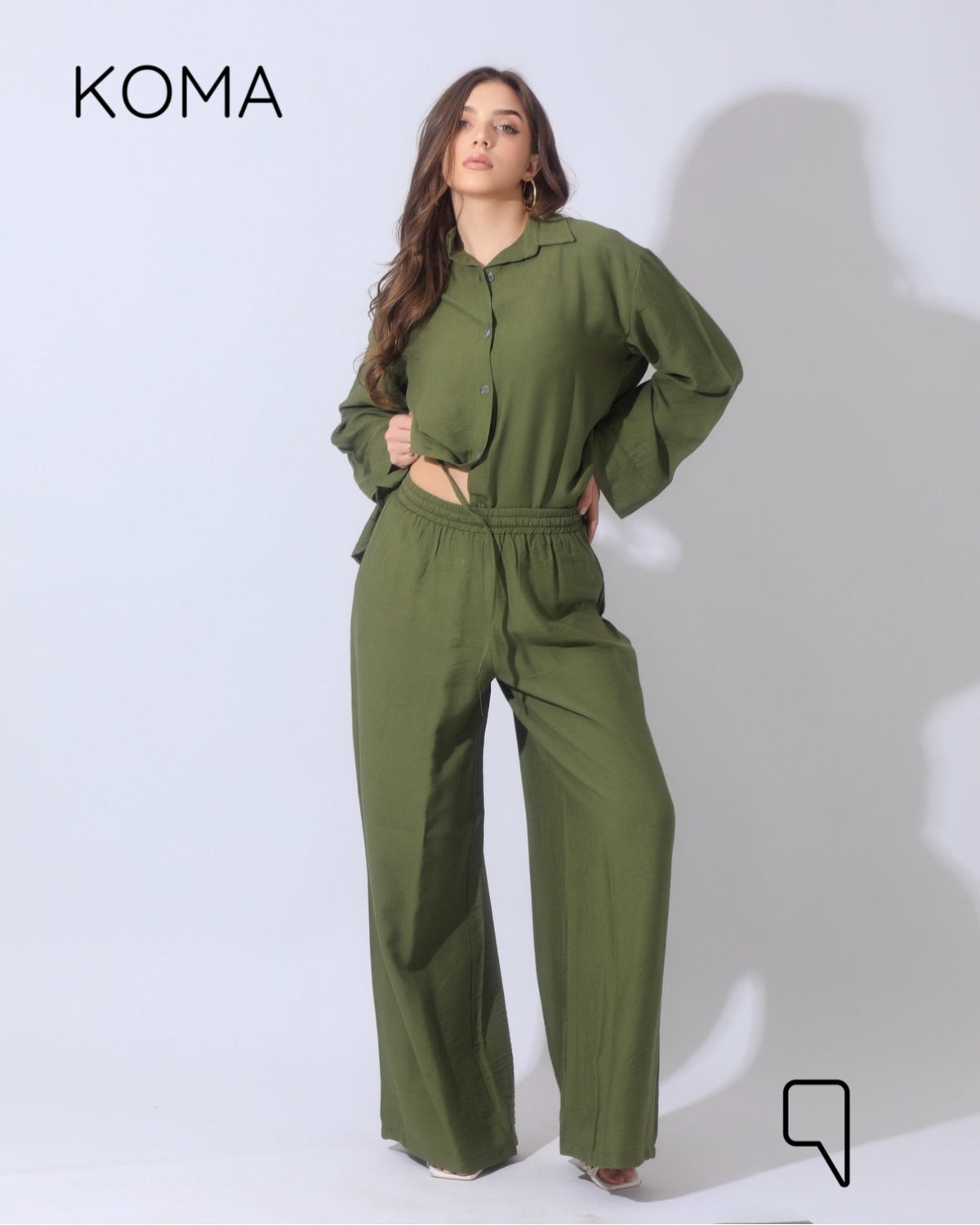 Co-Ord Long Sleeves Shirt - Olive