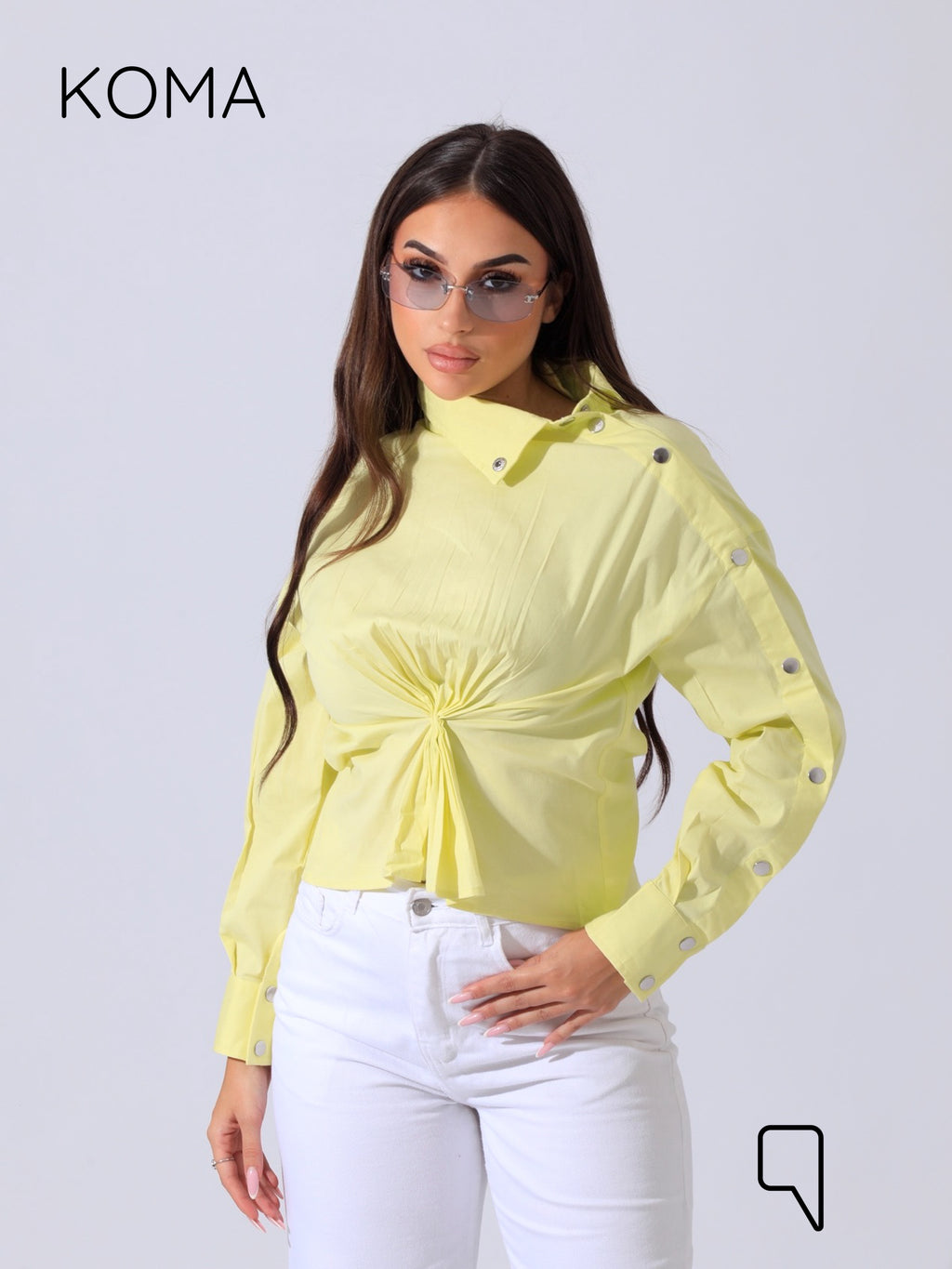 issy snap-button Shirt - Dust Yellow