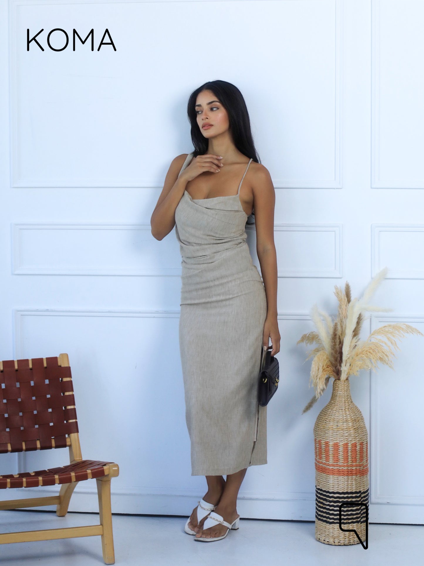 Krysel Midi Dress - Beige