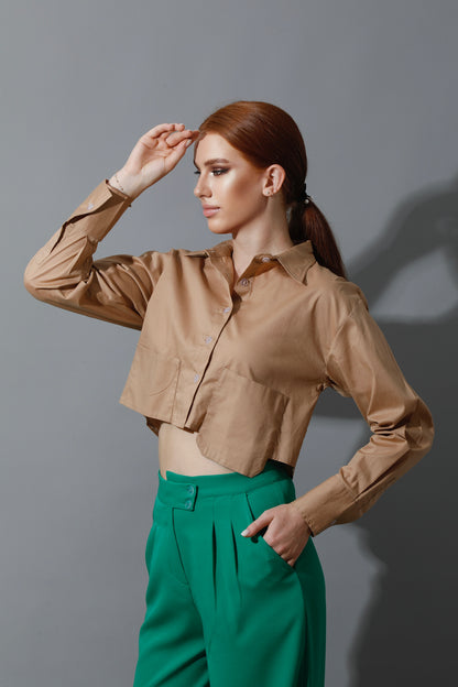 Cropped Shirt - Beige