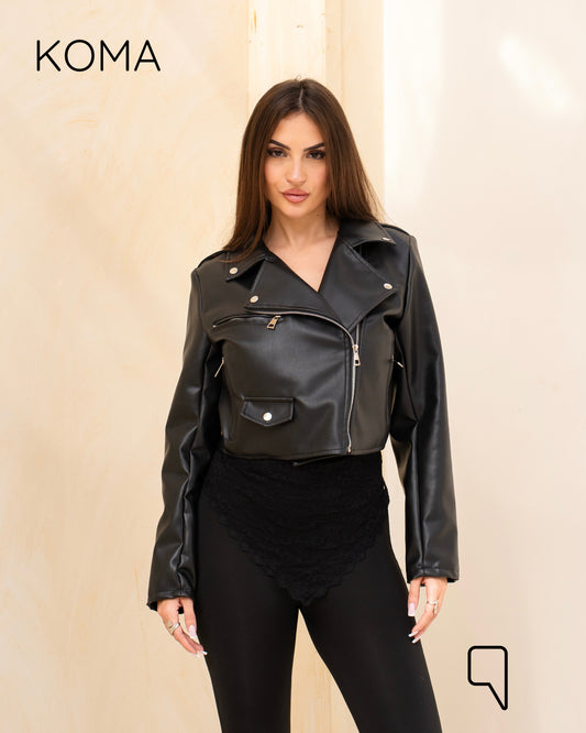 Leather Biker Jacket - Black