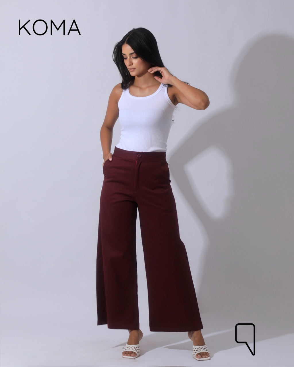 Maddelena Mini Flare Trousers - Maroon