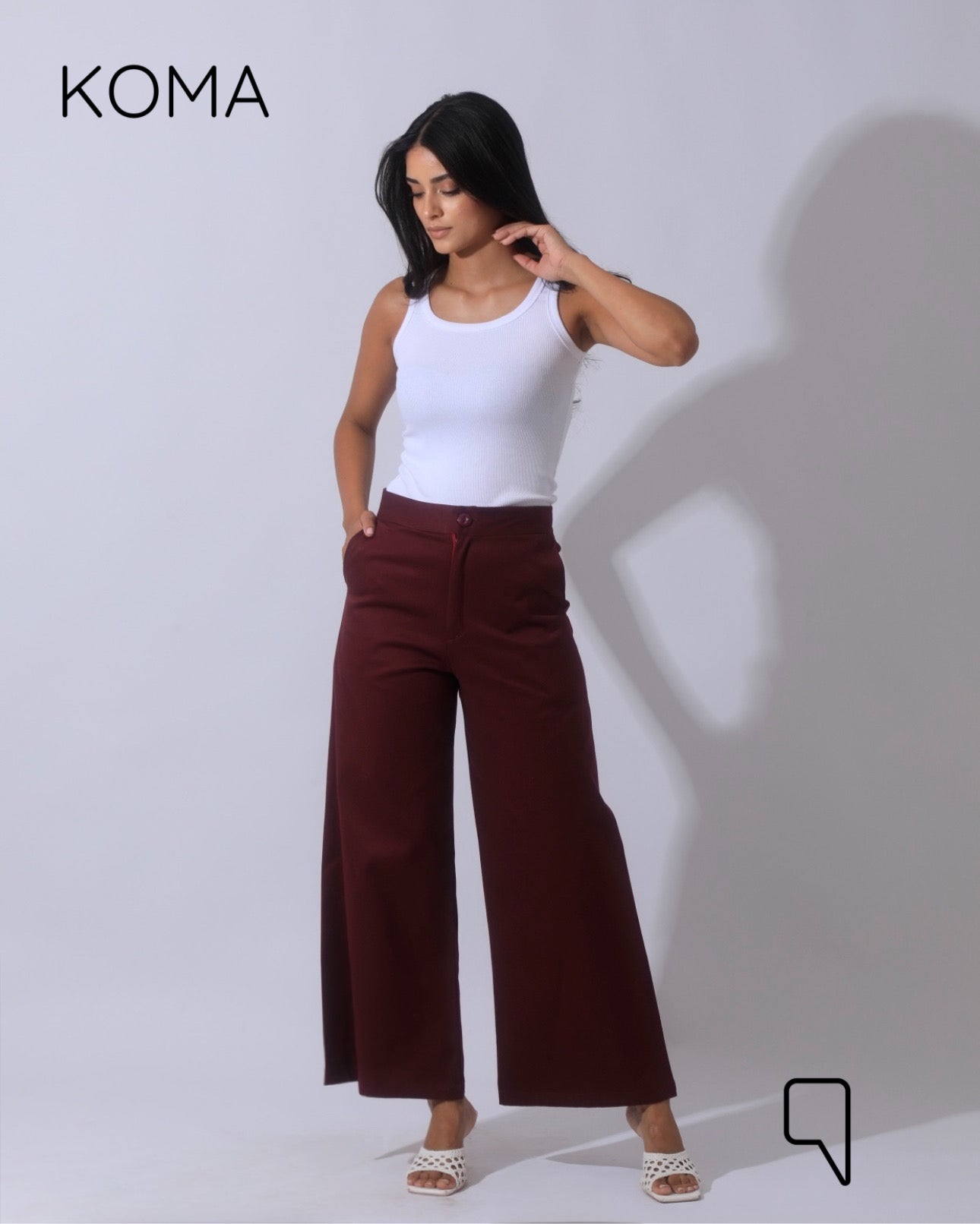 Maddelena Mini Flare Trousers - Maroon
