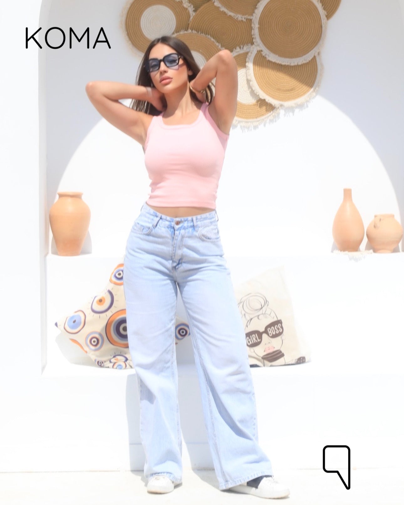 iva Basic Crop Tank Top  - Pink