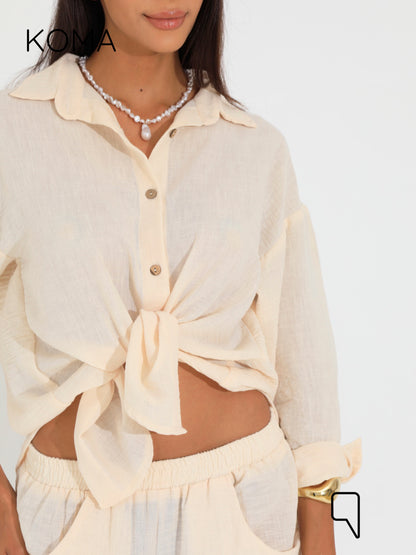 Matilda Long Sleeves Shirt - Beige