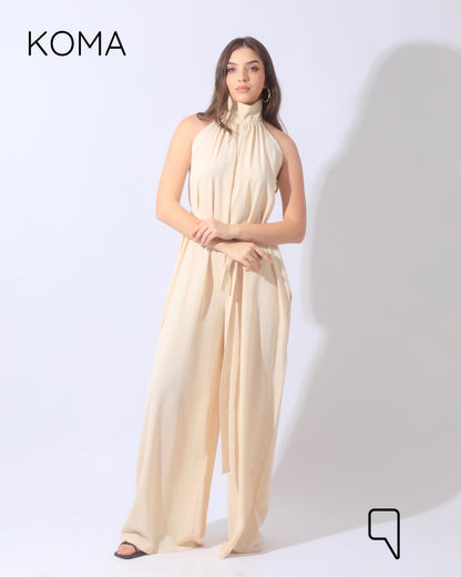 Georgie Sleeveless Wide Leg Jumpsuit - Cream