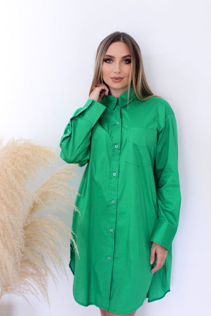Oversized Shirt Dress - Green