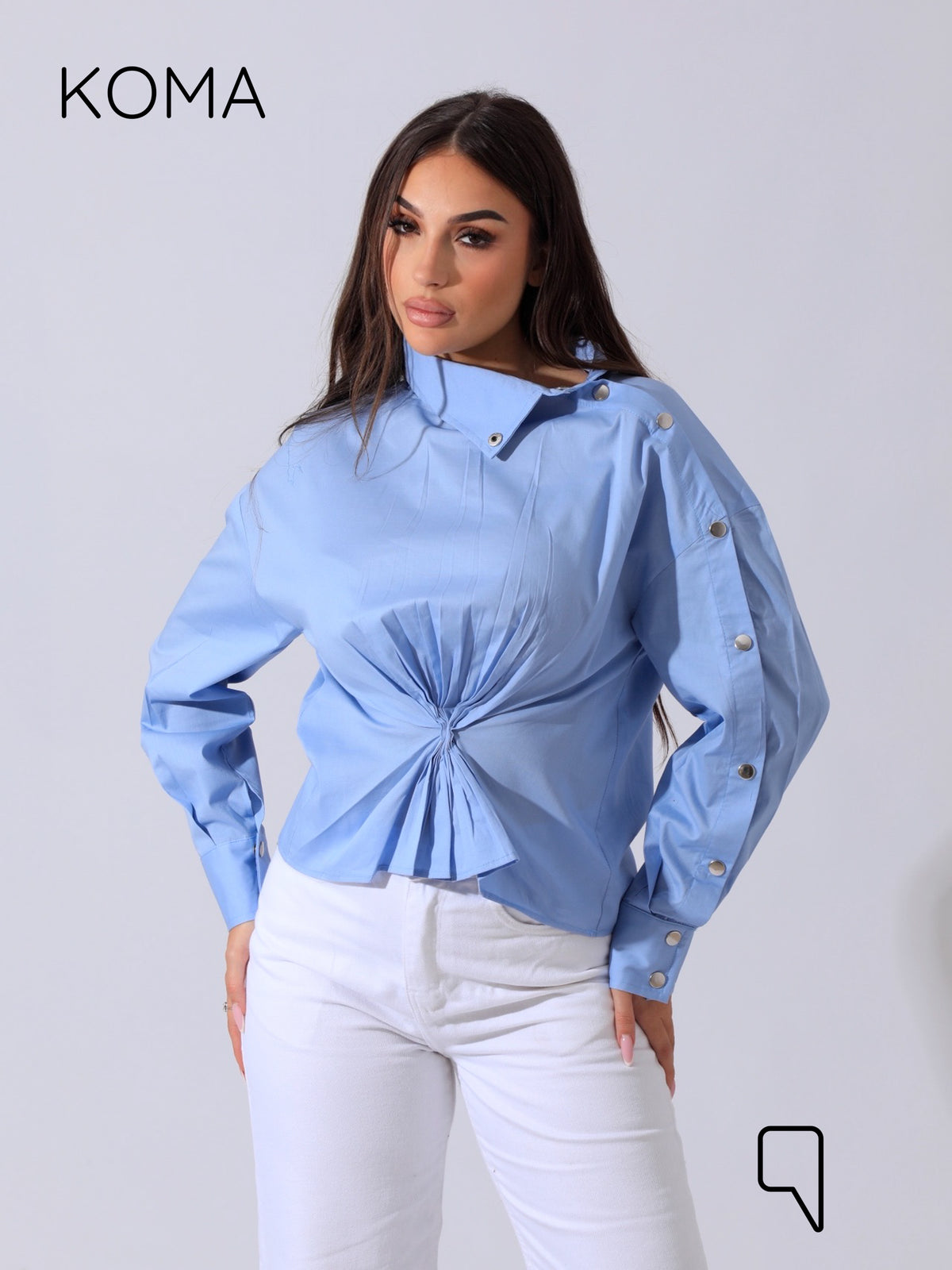 issy snap-button Shirt - Baby Blue