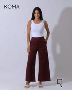 Maddelena Mini Flare Trousers - Maroon