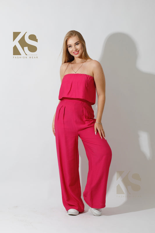 Wide Leg Jumpsuit - Barbie Pink