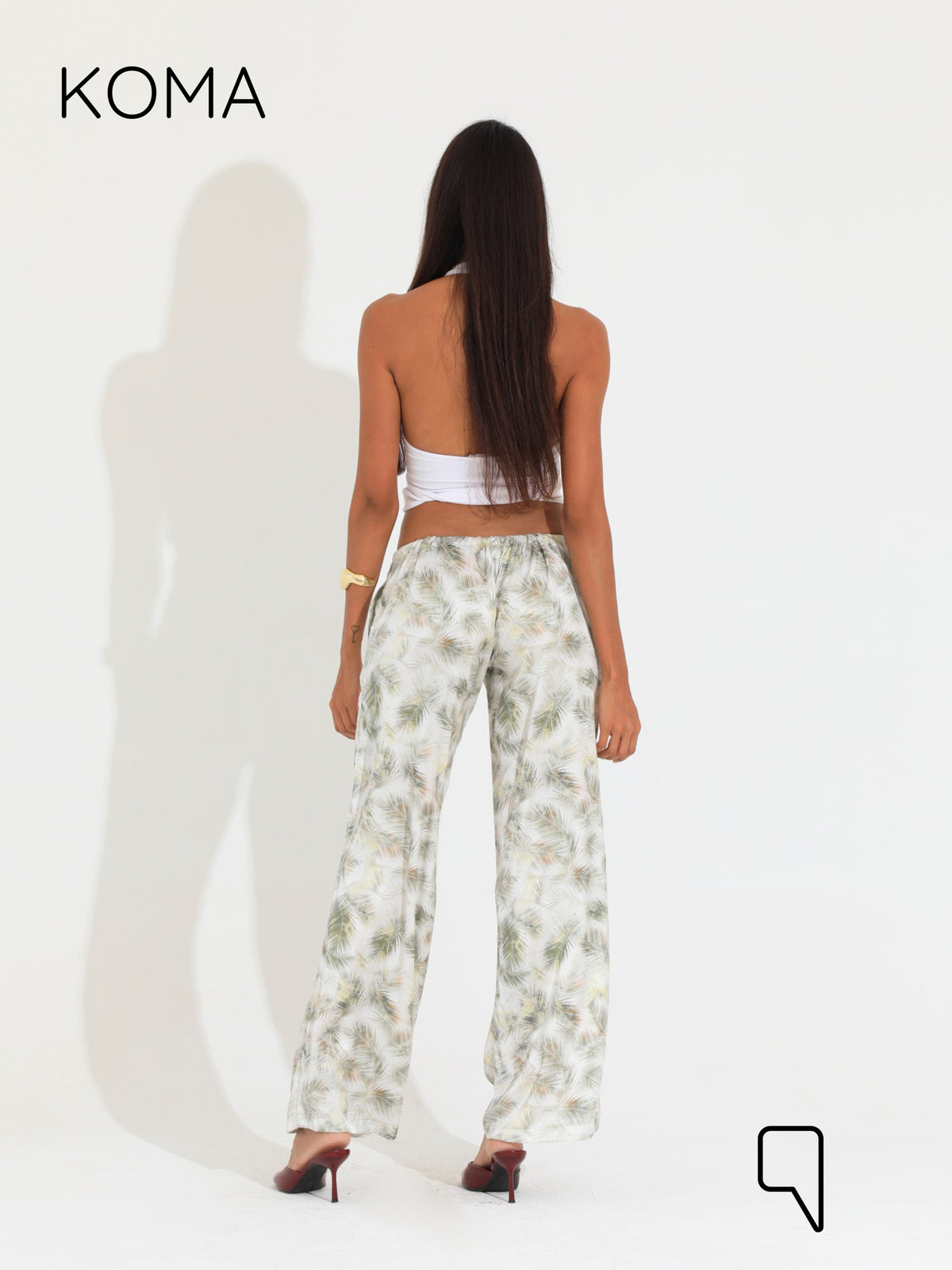 Elsie Lose Fit Trousers - Multicolored Olive