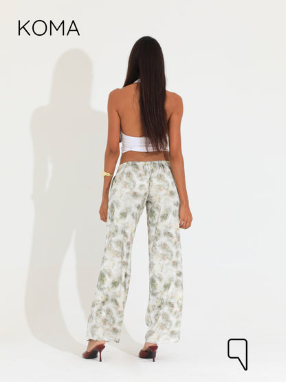 Elsie Lose Fit Trousers - Multicolored Olive
