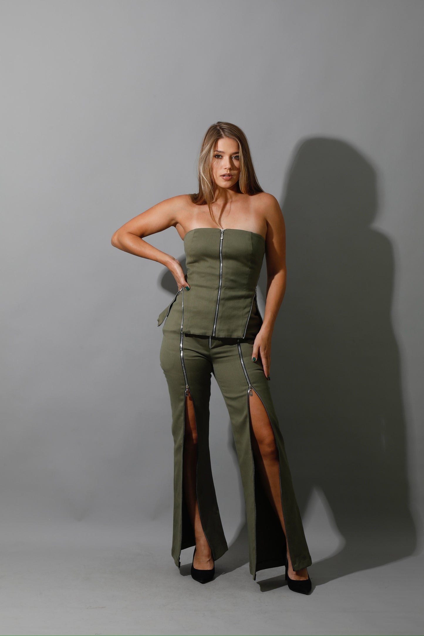 Co-Ord Some Protel Top &  BootCut pants - Olive