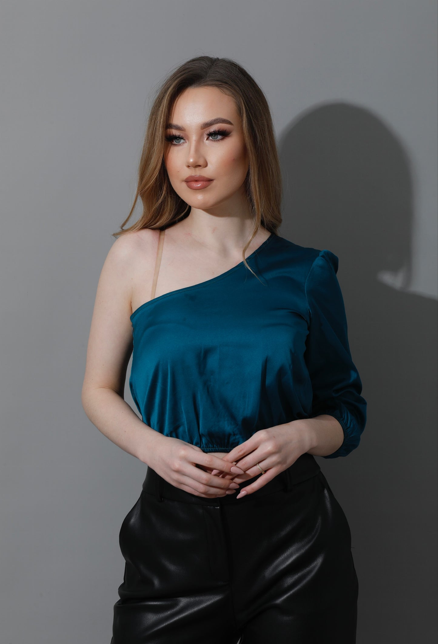 One Shoulder Blouse - Dark Green
